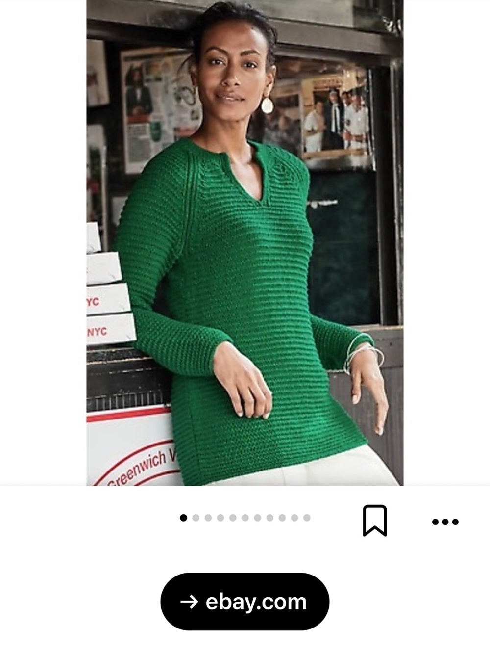 J. Jill Emerald Green Knit V-Neck Sweater